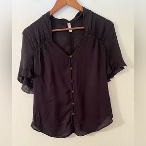Free People Flutter Sleeve V Neck Blouse Size SP